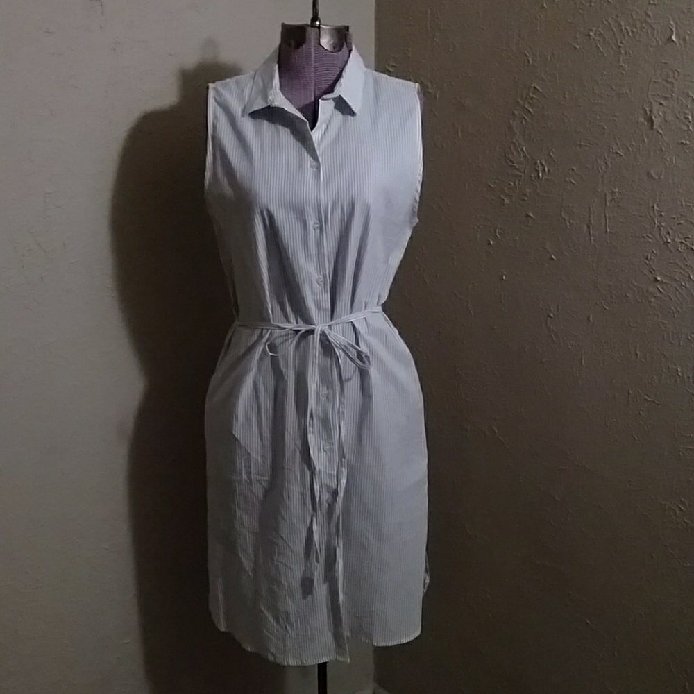 Cute white and gray striped dress
